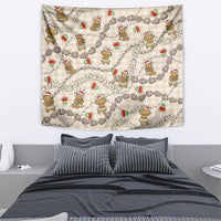 Beige Palaka Hawaii Mele Kalikimaka Tapestry Ohia Lehua Shell Leis Funny Gingerbread Santa - Polynesian Pride