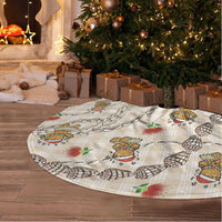 Beige Palaka Hawaii Mele Kalikimaka Tree Skirt Ohia Lehua Shell Leis Funny Gingerbread Santa LT14 - Polynesian Pride