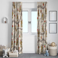 Beige Palaka Hawaii Mele Kalikimaka Window Curtain Ohia Lehua Shell Leis Funny Gingerbread Santa - Polynesian Pride