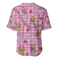 Pink Palaka Hawaii Mele Kalikimaka Baseball Jersey Ohia Lehua Shell Leis Funny Gingerbread Santa LT14 - Polynesian Pride