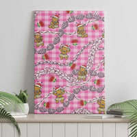 Pink Palaka Hawaii Mele Kalikimaka Canvas Wall Art Ohia Lehua Shell Leis Funny Gingerbread Santa - Polynesian Pride