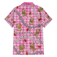 Pink Palaka Hawaii Mele Kalikimaka Family Matching Off The Shoulder Long Sleeve Dress and Hawaiian Shirt Ohia Lehua Shell Leis Funny Gingerbread Santa - Polynesian Pride