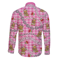 Pink Palaka Hawaii Mele Kalikimaka Family Matching Off The Shoulder Long Sleeve Dress and Hawaiian Shirt Ohia Lehua Shell Leis Funny Gingerbread Santa - Polynesian Pride