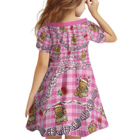 Pink Palaka Hawaii Mele Kalikimaka Family Matching Off Shoulder Maxi Dress and Hawaiian Shirt Ohia Lehua Shell Leis Funny Gingerbread Santa - Polynesian Pride