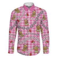 Pink Palaka Hawaii Mele Kalikimaka Family Matching Puletasi and Hawaiian Shirt Ohia Lehua Shell Leis Funny Gingerbread Santa - Polynesian Pride