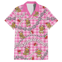 Pink Palaka Hawaii Mele Kalikimaka Hawaiian Shirt Ohia Lehua Shell Leis Funny Gingerbread Santa LT14 Pink - Polynesian Pride