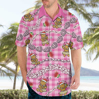 Pink Palaka Hawaii Mele Kalikimaka Hawaiian Shirt Ohia Lehua Shell Leis Funny Gingerbread Santa LT14 - Polynesian Pride
