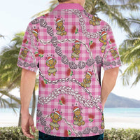 Pink Palaka Hawaii Mele Kalikimaka Hawaiian Shirt Ohia Lehua Shell Leis Funny Gingerbread Santa - Polynesian Pride