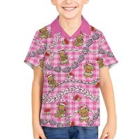 Pink Palaka Hawaii Mele Kalikimaka Hawaiian Shirt Ohia Lehua Shell Leis Funny Gingerbread Santa LT14 - Polynesian Pride