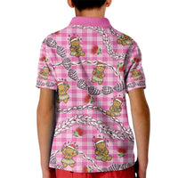 Pink Palaka Hawaii Mele Kalikimaka Kid Polo Shirt Ohia Lehua Shell Leis Funny Gingerbread Santa LT14 - Polynesian Pride