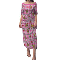 Pink Palaka Hawaii Mele Kalikimaka Puletasi Ohia Lehua Shell Leis Funny Gingerbread Santa - Polynesian Pride
