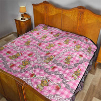 Pink Palaka Hawaii Mele Kalikimaka Quilt Ohia Lehua Shell Leis Funny Gingerbread Santa - Polynesian Pride