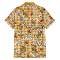 Gold Palaka Hawaii Mele Kalikimaka Hawaiian Shirt Ohia Lehua Shell Leis Funny Gingerbread Santa LT14 - Polynesian Pride