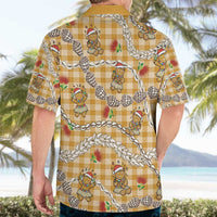 Gold Palaka Hawaii Mele Kalikimaka Hawaiian Shirt Ohia Lehua Shell Leis Funny Gingerbread Santa - Polynesian Pride
