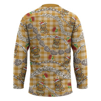 Gold Palaka Hawaii Mele Kalikimaka Hockey Jersey Ohia Lehua Shell Leis Funny Gingerbread Santa LT14 - Polynesian Pride