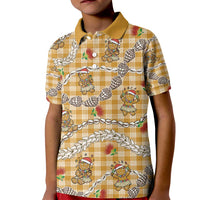 Gold Palaka Hawaii Mele Kalikimaka Kid Polo Shirt Ohia Lehua Shell Leis Funny Gingerbread Santa LT14 Kid Gold - Polynesian Pride