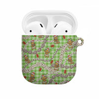 Green Palaka Hawaii Mele Kalikimaka AirPods Case Ohia Lehua Shell Leis Funny Gingerbread Santa - Polynesian Pride