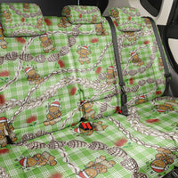 Green Palaka Hawaii Mele Kalikimaka Back Car Seat Cover Ohia Lehua Shell Leis Funny Gingerbread Santa - Polynesian Pride