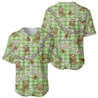 Green Palaka Hawaii Mele Kalikimaka Baseball Jersey Ohia Lehua Shell Leis Funny Gingerbread Santa LT14 - Polynesian Pride