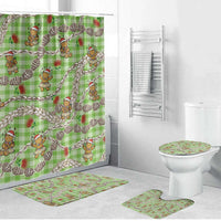 Green Palaka Hawaii Mele Kalikimaka Bathroom Set Ohia Lehua Shell Leis Funny Gingerbread Santa - Polynesian Pride