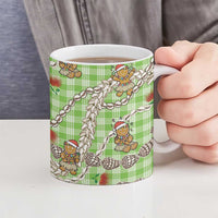 Green Palaka Hawaii Mele Kalikimaka Ceramic Mug Ohia Lehua Shell Leis Funny Gingerbread Santa - Polynesian Pride