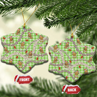 Green Palaka Hawaii Mele Kalikimaka Ceramic Ornament Ohia Lehua Shell Leis Funny Gingerbread Santa - Polynesian Pride