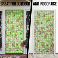 Green Palaka Hawaii Mele Kalikimaka Door Cover Ohia Lehua Shell Leis Funny Gingerbread Santa - Polynesian Pride