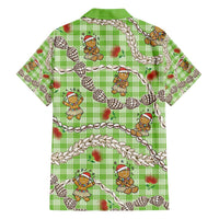 Green Palaka Hawaii Mele Kalikimaka Family Matching Long Sleeve Bodycon Dress and Hawaiian Shirt Ohia Lehua Shell Leis Funny Gingerbread Santa - Polynesian Pride