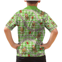 Green Palaka Hawaii Mele Kalikimaka Family Matching Mermaid Dress and Hawaiian Shirt Ohia Lehua Shell Leis Funny Gingerbread Santa - Polynesian Pride