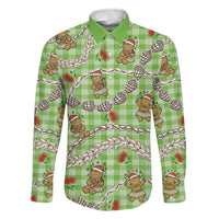 Green Palaka Hawaii Mele Kalikimaka Family Matching Summer Maxi Dress and Hawaiian Shirt Ohia Lehua Shell Leis Funny Gingerbread Santa - Polynesian Pride