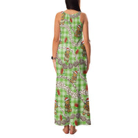 Green Palaka Hawaii Mele Kalikimaka Family Matching Tank Maxi Dress and Hawaiian Shirt Ohia Lehua Shell Leis Funny Gingerbread Santa - Polynesian Pride