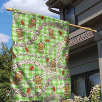 Green Palaka Hawaii Mele Kalikimaka Garden Flag Ohia Lehua Shell Leis Funny Gingerbread Santa - Polynesian Pride