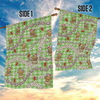 Green Palaka Hawaii Mele Kalikimaka Garden Flag Ohia Lehua Shell Leis Funny Gingerbread Santa - Polynesian Pride