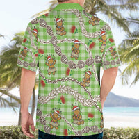 Green Palaka Hawaii Mele Kalikimaka Hawaiian Shirt Ohia Lehua Shell Leis Funny Gingerbread Santa LT14 - Polynesian Pride