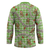Green Palaka Hawaii Mele Kalikimaka Hockey Jersey Ohia Lehua Shell Leis Funny Gingerbread Santa LT14 - Polynesian Pride
