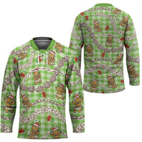Green Palaka Hawaii Mele Kalikimaka Hockey Jersey Ohia Lehua Shell Leis Funny Gingerbread Santa LT14 - Polynesian Pride