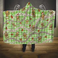 Green Palaka Hawaii Mele Kalikimaka Hooded Blanket Ohia Lehua Shell Leis Funny Gingerbread Santa - Polynesian Pride