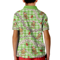 Green Palaka Hawaii Mele Kalikimaka Kid Polo Shirt Ohia Lehua Shell Leis Funny Gingerbread Santa LT14 - Polynesian Pride