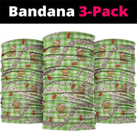 Green Palaka Hawaii Mele Kalikimaka Neck Gaiter Ohia Lehua Shell Leis Funny Gingerbread Santa LT14 package One Size: 25*50cm Green - Polynesian Pride