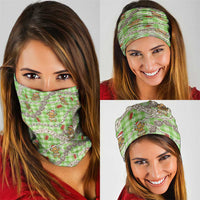Green Palaka Hawaii Mele Kalikimaka Neck Gaiter Ohia Lehua Shell Leis Funny Gingerbread Santa LT14 - Polynesian Pride