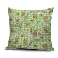 Green Palaka Hawaii Mele Kalikimaka Pillow Cover Ohia Lehua Shell Leis Funny Gingerbread Santa - Polynesian Pride