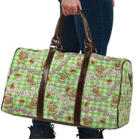 Green Palaka Hawaii Mele Kalikimaka Travel Bag Ohia Lehua Shell Leis Funny Gingerbread Santa - Polynesian Pride