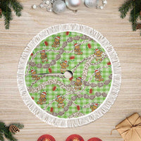 Green Palaka Hawaii Mele Kalikimaka Tree Skirt Ohia Lehua Shell Leis Funny Gingerbread Santa - Polynesian Pride
