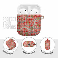 Red Palaka Hawaii Mele Kalikimaka AirPods Case Ohia Lehua Shell Leis Funny Gingerbread Santa - Polynesian Pride