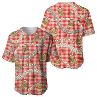 Red Palaka Hawaii Mele Kalikimaka Baseball Jersey Ohia Lehua Shell Leis Funny Gingerbread Santa - Polynesian Pride