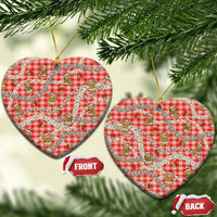 Red Palaka Hawaii Mele Kalikimaka Ceramic Ornament Ohia Lehua Shell Leis Funny Gingerbread Santa - Polynesian Pride