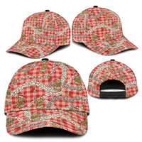 Red Palaka Hawaii Mele Kalikimaka Classic Cap Ohia Lehua Shell Leis Funny Gingerbread Santa - Polynesian Pride