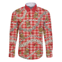 Red Palaka Hawaii Mele Kalikimaka Family Matching Off The Shoulder Long Sleeve Dress and Hawaiian Shirt Ohia Lehua Shell Leis Funny Gingerbread Santa - Polynesian Pride