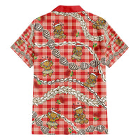 Red Palaka Hawaii Mele Kalikimaka Family Matching Puletasi and Hawaiian Shirt Ohia Lehua Shell Leis Funny Gingerbread Santa - Polynesian Pride