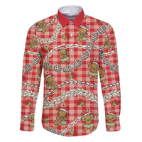 Red Palaka Hawaii Mele Kalikimaka Family Matching Puletasi and Hawaiian Shirt Ohia Lehua Shell Leis Funny Gingerbread Santa - Polynesian Pride